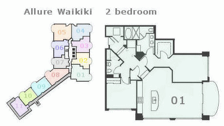 アリュアーワイキキ売り物件　間取り図　allure waikiki Floorplan