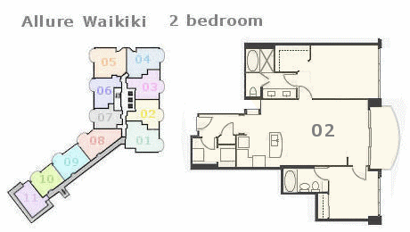 アリュアーワイキキ売り物件　間取り図　allure waikiki Floorplan