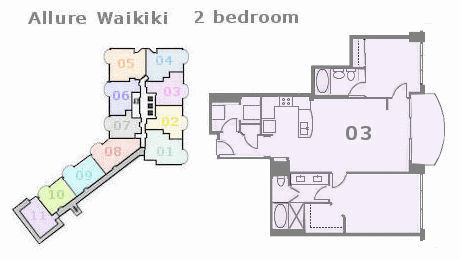 アリュアーワイキキ売り物件　間取り図　allure waikiki Floorplan