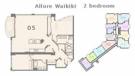 アリュアーワイキキ売り物件　間取り図　allure waikiki Floorplan