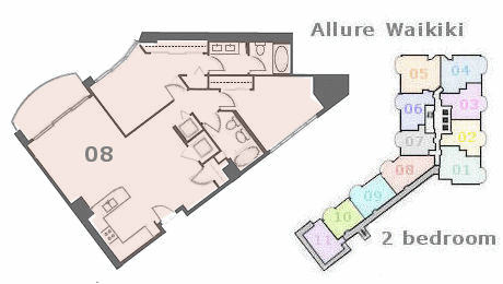 アリュアーワイキキ売り物件　間取り図　allure waikiki Floorplan