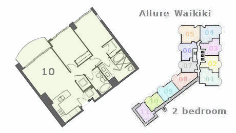 アリュアーワイキキ売り物件　間取り図　allure waikiki Floorplan