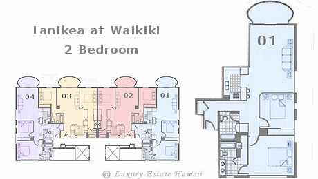 ラニケア アット ワイキキ売り物件　間取り図　Lanikea at waikiki Floorplan