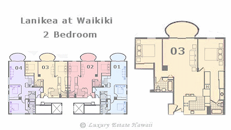 ラニケア アット ワイキキ売り物件　間取り図　Lanikea at waikiki Floorplan