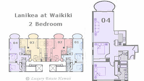 ラニケア アット ワイキキ売り物件　間取り図　Lanikea at waikiki Floorplan