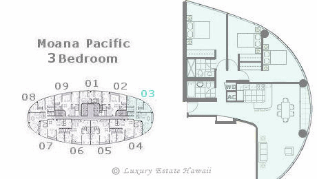 モアナパシフィック売り物件　間取り図 Moana Pacific Floorplan