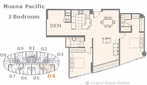 モアナパシフィック売り物件　間取り図 Moana Pacific Floorplan