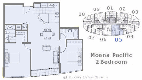 モアナパシフィック売り物件　間取り図 Moana Pacific Floorplan