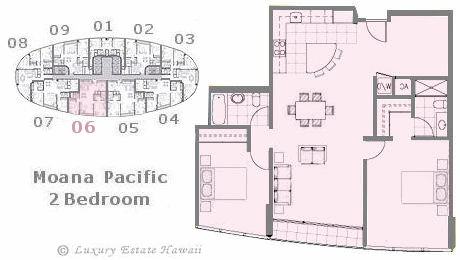 モアナパシフィック売り物件　間取り図 Moana Pacific Floorplan