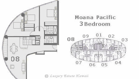モアナパシフィック売り物件　間取り図 Moana Pacific Floorplan