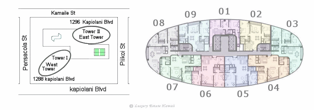 モアナパシフィック間取り図 Moana Pacific Floor plans